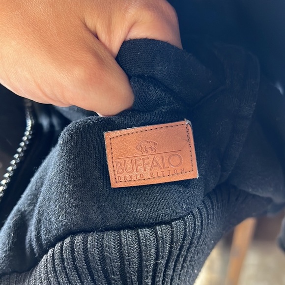 Buffalo David Bitton Zip Up Heavyweight Jacket Hoodie Black Mens Size M Sherpa - Picture 8 of 8